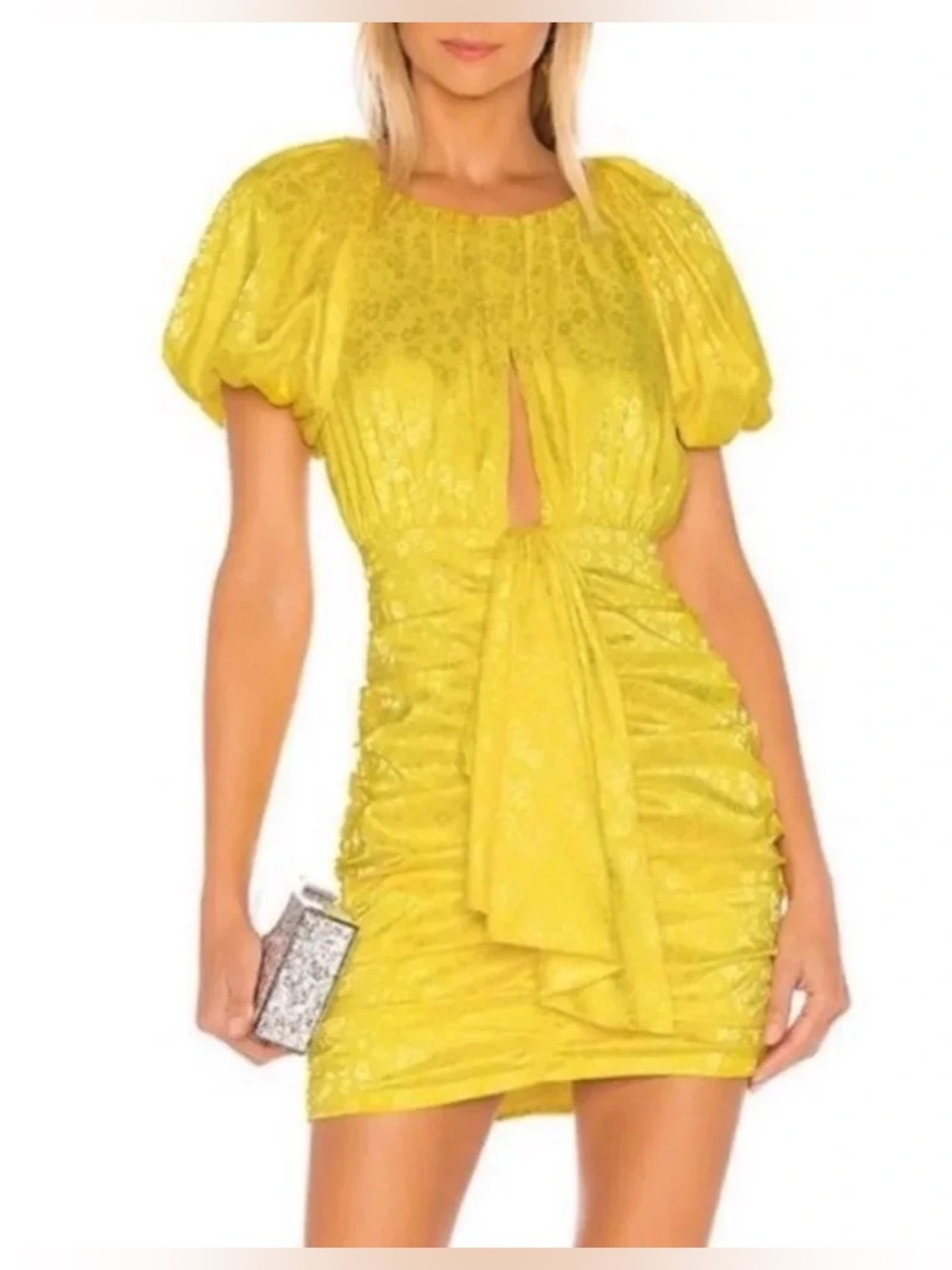 For Love and Lemons. Fiji Cross Front Mini Yellow Dress. Size Small.